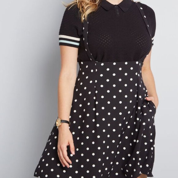 Modcloth Dresses & Skirts - Overall Winner Jumper Polka dot skirt